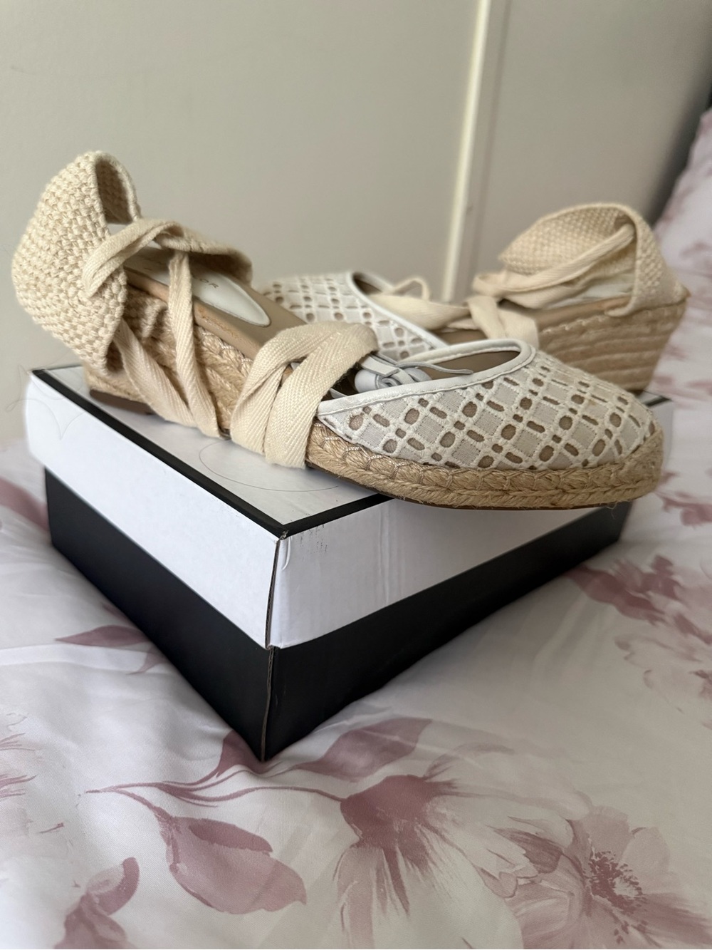 Girls' Cream Lace-Up Espadrille Dress Shoes